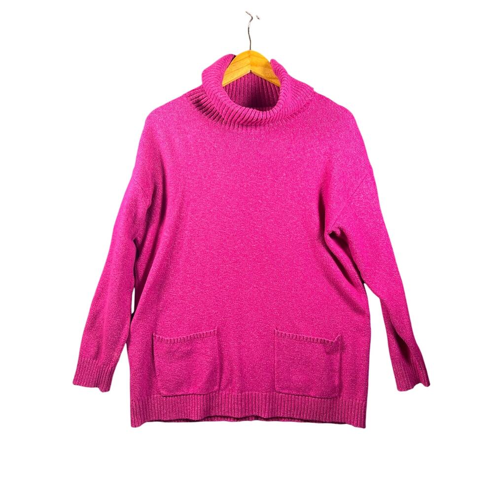 LOFT women's dark pink solid knit Turtleneck Sweater Large